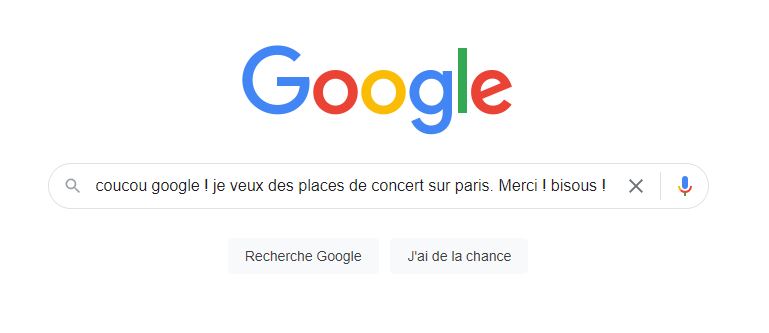 Exemple de requête à éviter sur Google