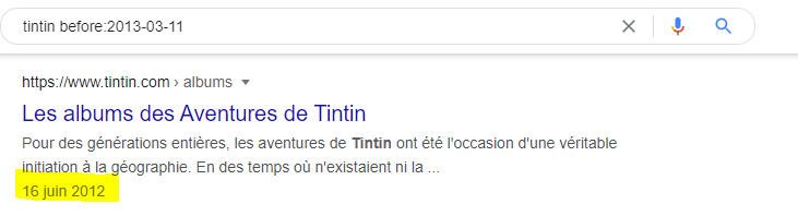 Mot-clé before sur Google