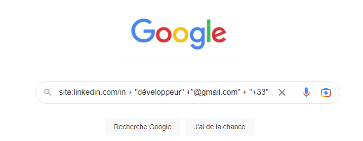 Exemple de requête pour trouver facilement des informations professionnelles sur Google